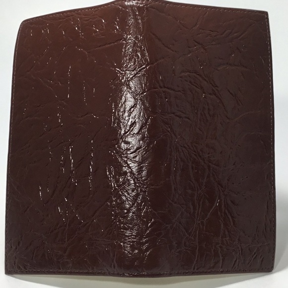 Vintage Brown Cream Patent Textured Leather Wallet - Picture 13 of 16